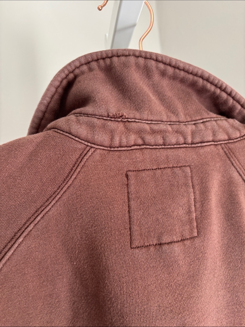 Aeri Quarter Snap Pullover Cropped Sweatshirt Size Large Mocha Brown Preppy Cozy - Picture 5 of 5